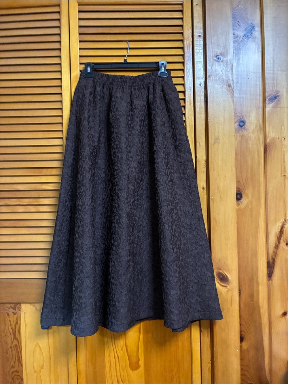 Zara Dark Brown A-Line Textured Midi Skirt length 35”waist 16”